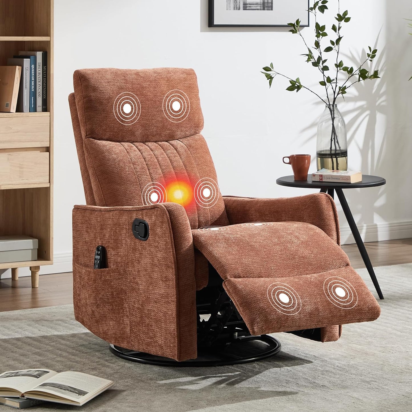 Manual Swivel Rocker Recliner Chair for Adults, Overstuffed Reclining Glider Chair for Nursing with
