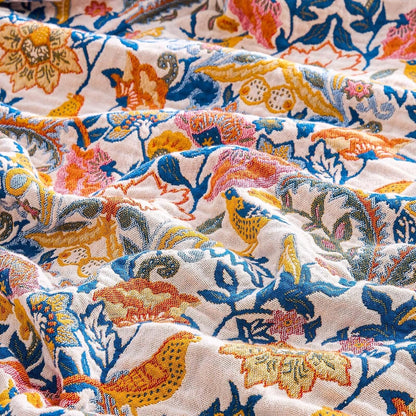 Boho Blanket Throw Quilt, 100% Cotton Soft Light Weight Throw Blankets for Summer, 60"x80"