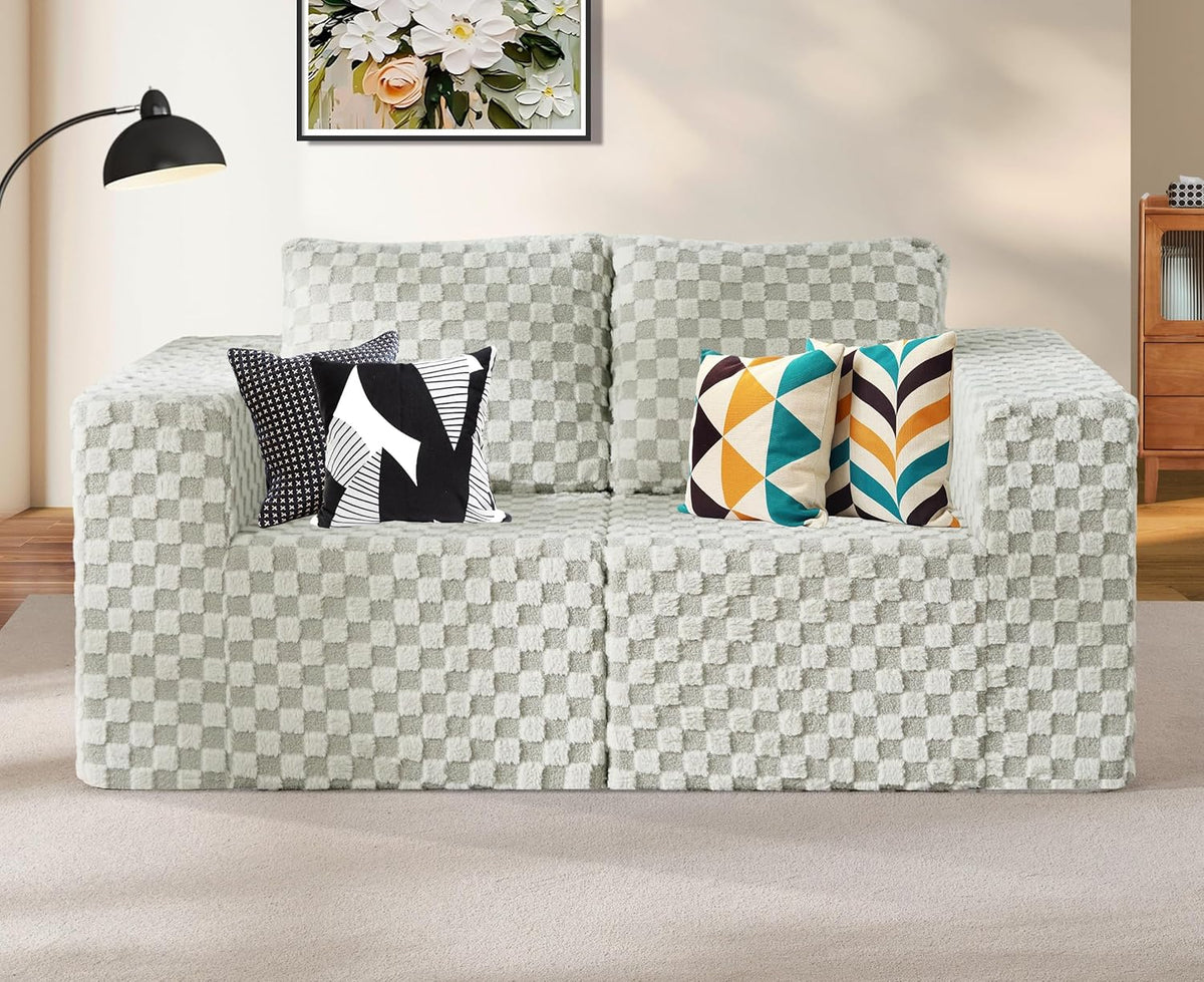 Modular Sectional Sofa 2 Seater Loveseat Modular Couch with Deep Seat Memory Foam Cloud Sofa Chair