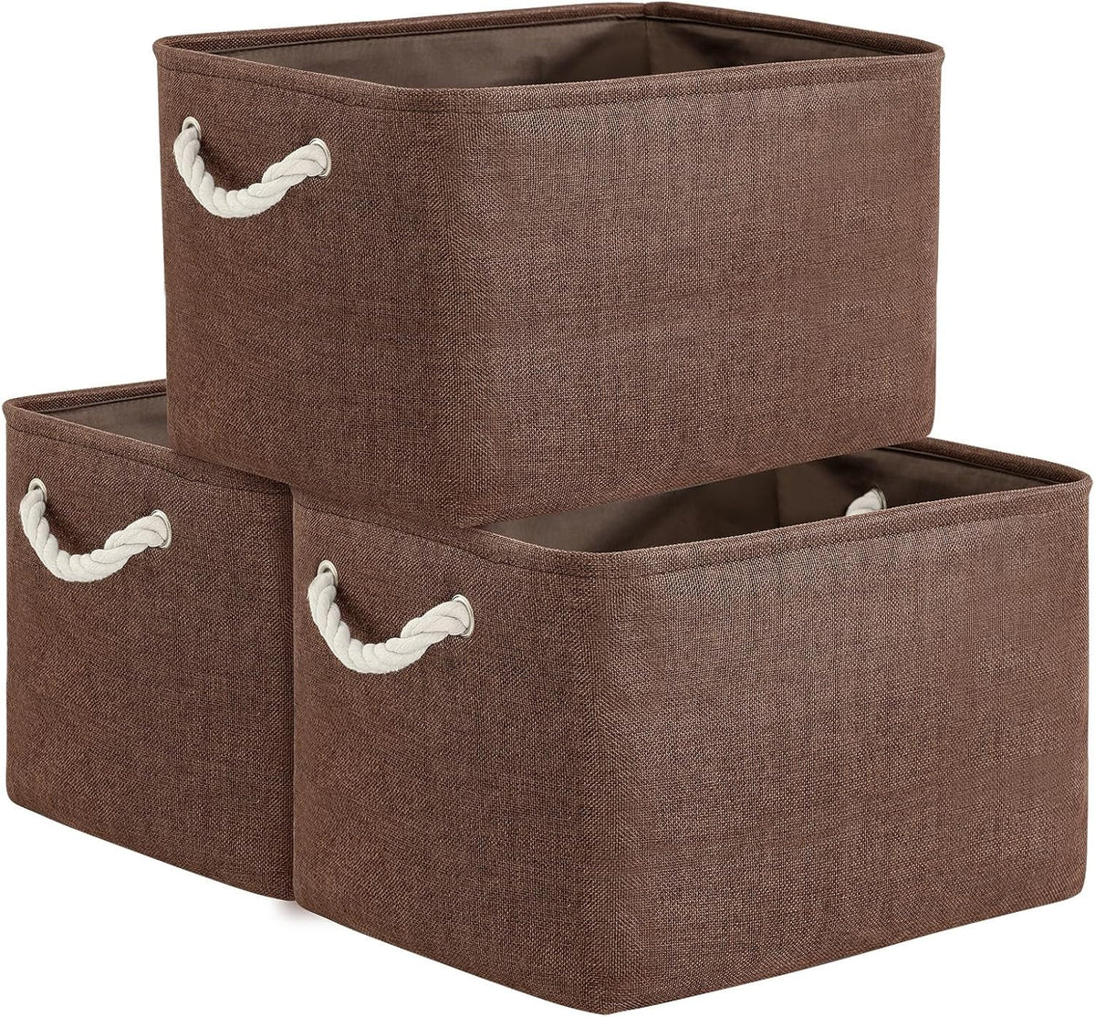 TheWarmHome Organization and Storage Basket for Shelves - 3 Pack 16x12x12 inch Fabric Storage