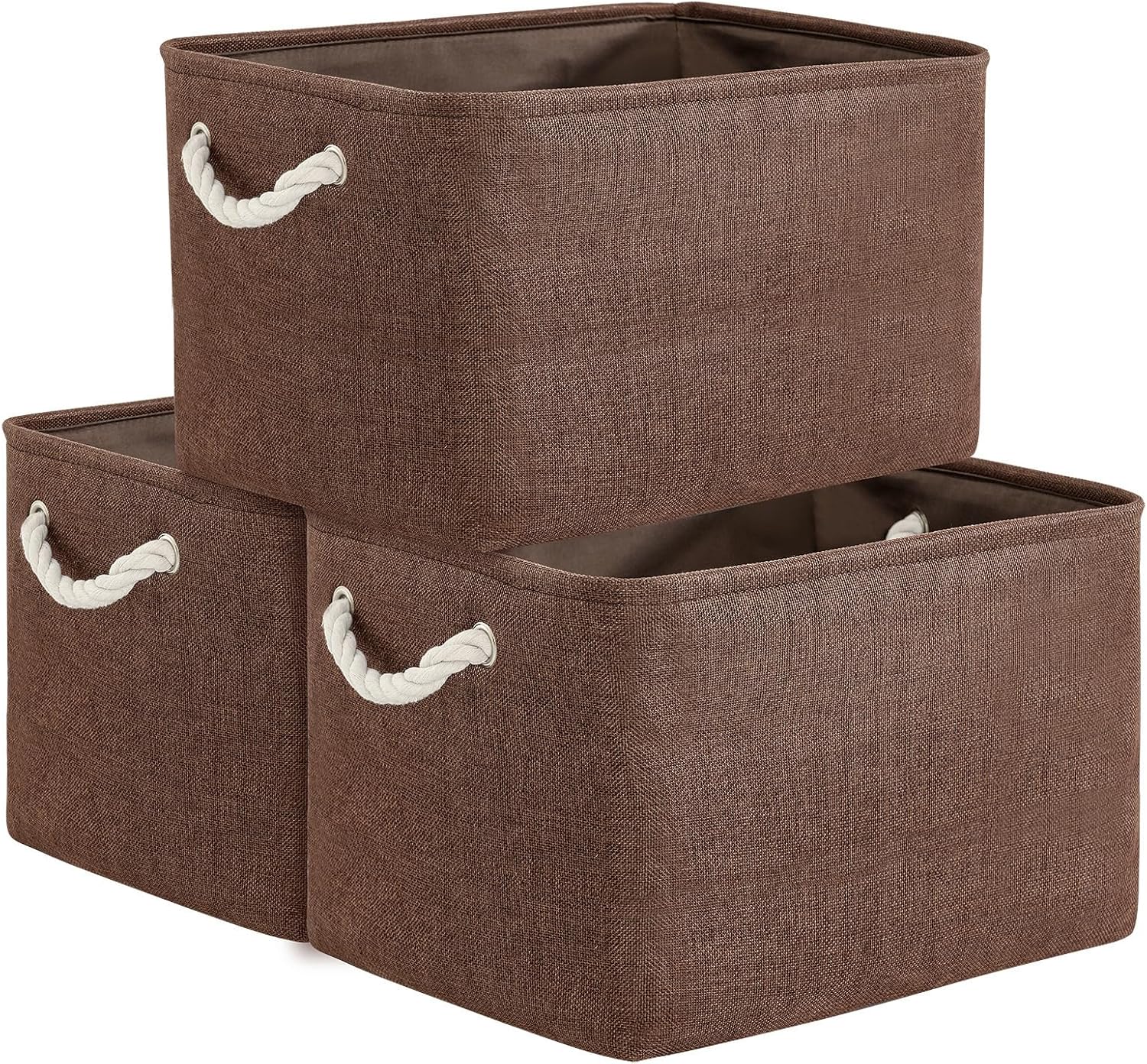 TheWarmHome Organization and Storage Basket for Shelves - 3 Pack 16x12x12 inch Fabric Storage