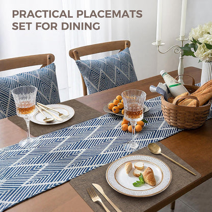 Vinyl Placemats Set of 4, Faux Leather Waterproof and Heat Resistant Place Mats, Washable Anti-Slip