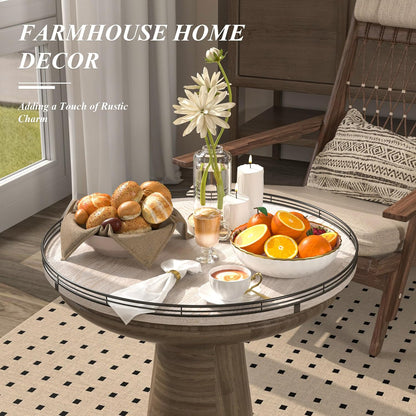 21" Lazy Susan Wood Turntable Organizer for Kitchen Decor, Farmhouse Round Wooden Lazy Susan