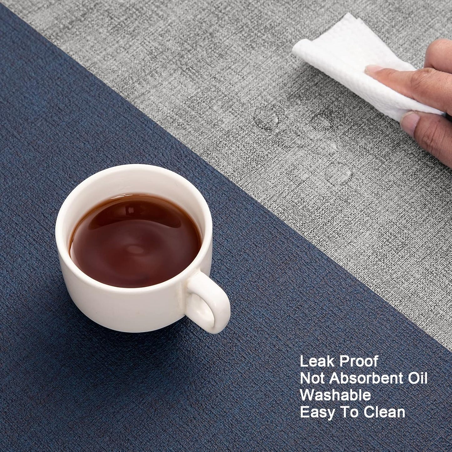 Myir JUN Placemats Dual Sided, Faux Leather Place Mats Set of 6 Indoor Placemat for Dining Table