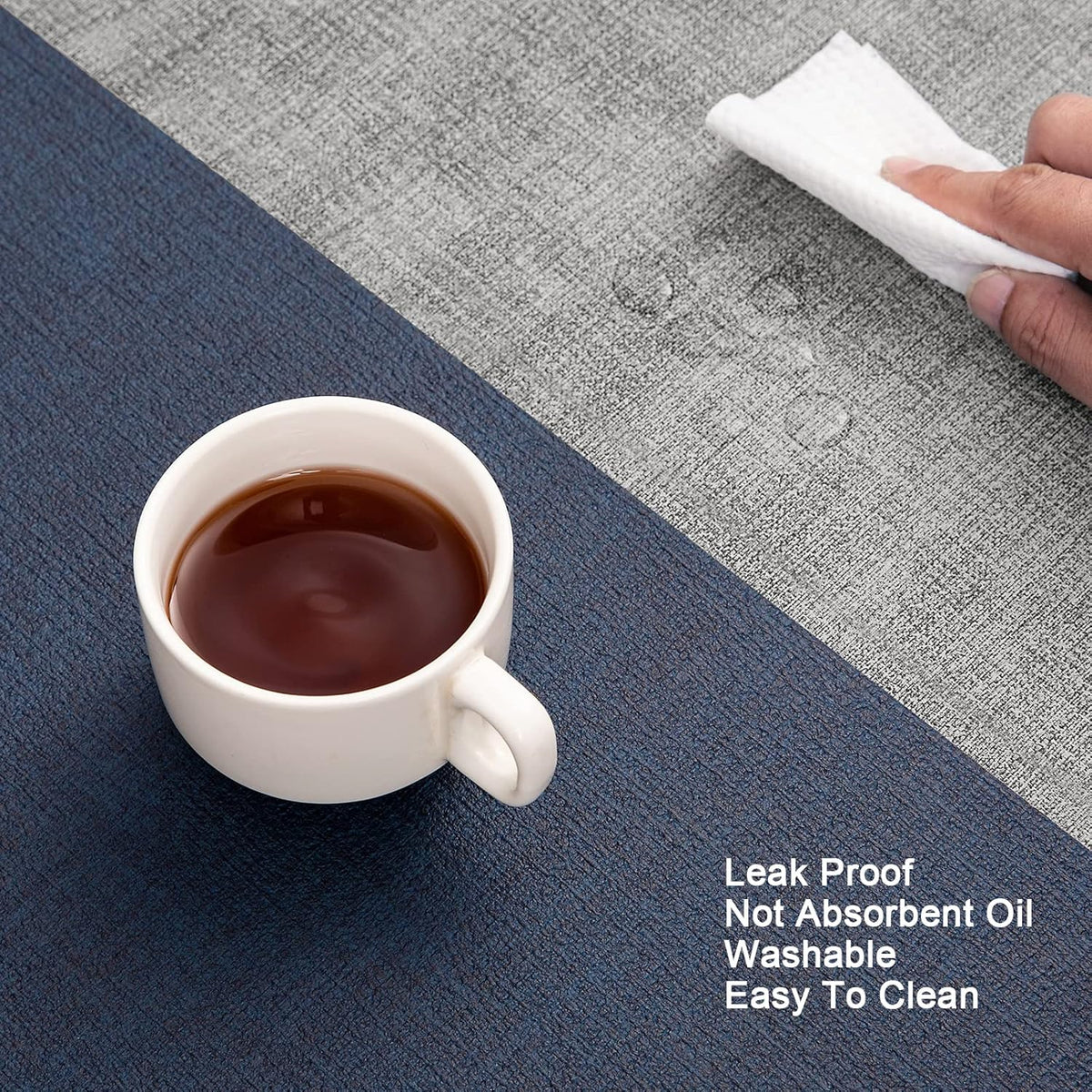 Myir JUN Placemats Dual Sided, Faux Leather Place Mats Set of 4 Indoor Placemat for Dining Table