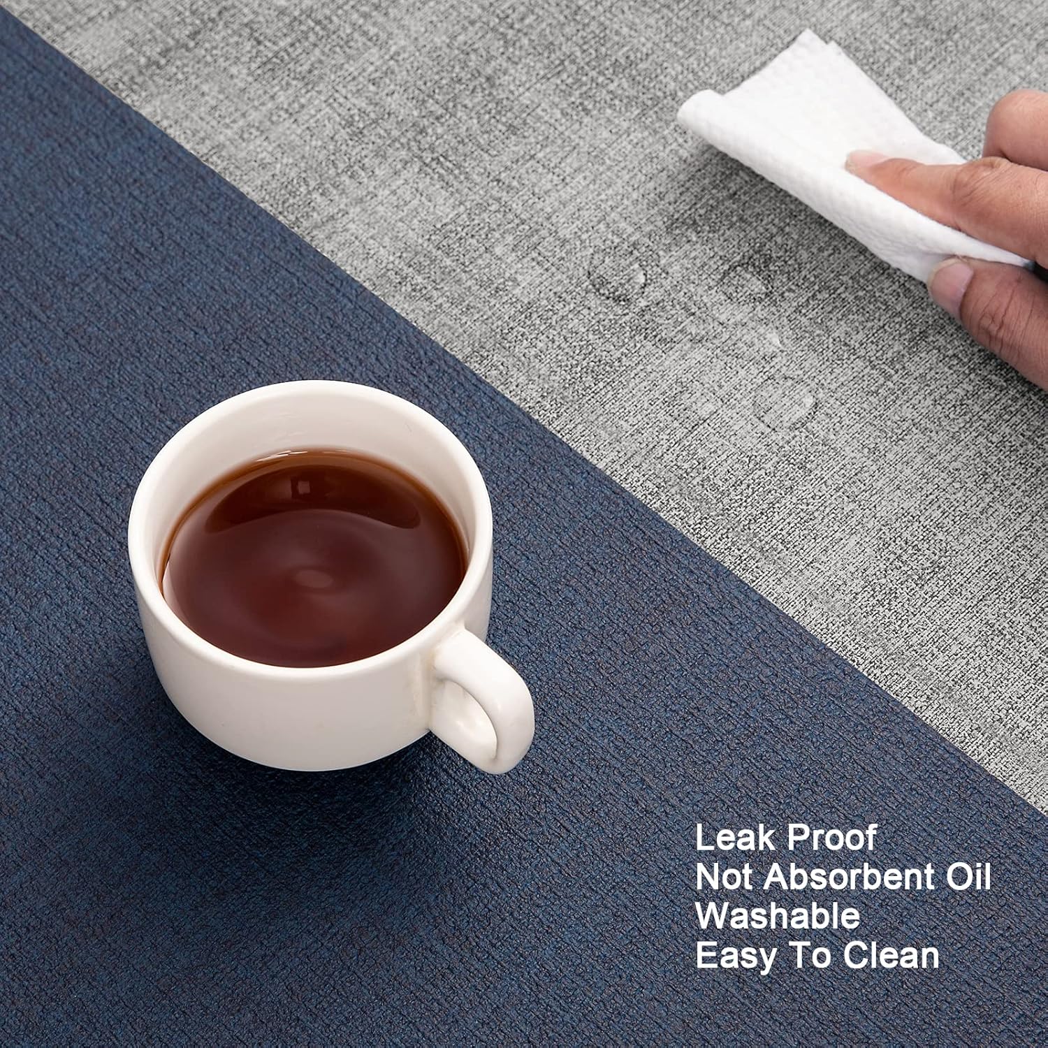 Myir JUN Placemats Dual Sided, Faux Leather Place Mats Set of 4 Indoor Placemat for Dining Table