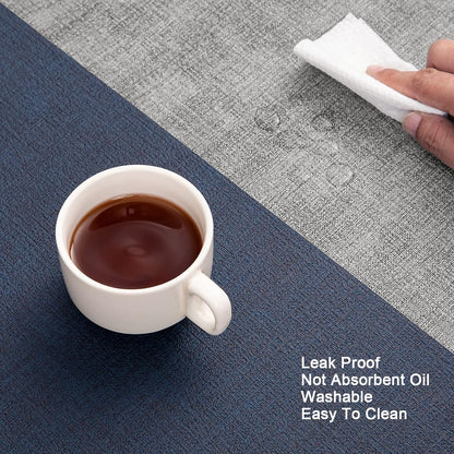 Myir JUN Placemats Dual Sided, Faux Leather Place Mats Set of 4 Indoor Placemat for Dining Table