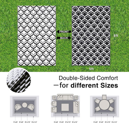 OLANLY Reversible Outdoor Rug 5x8 ft Clearance, Waterproof Outdoor Plastic Straw Rug with