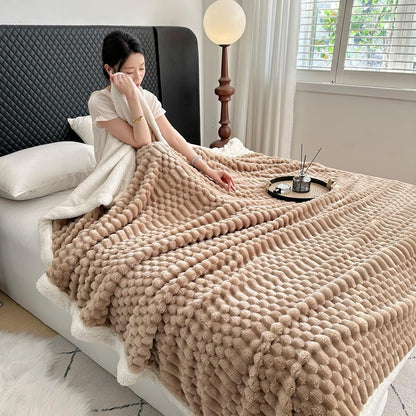 UKELER Sherpa Throw Blanket 60 × 80 inch, 470 GSM Striped Sherpa Fleece Blanket for All Season