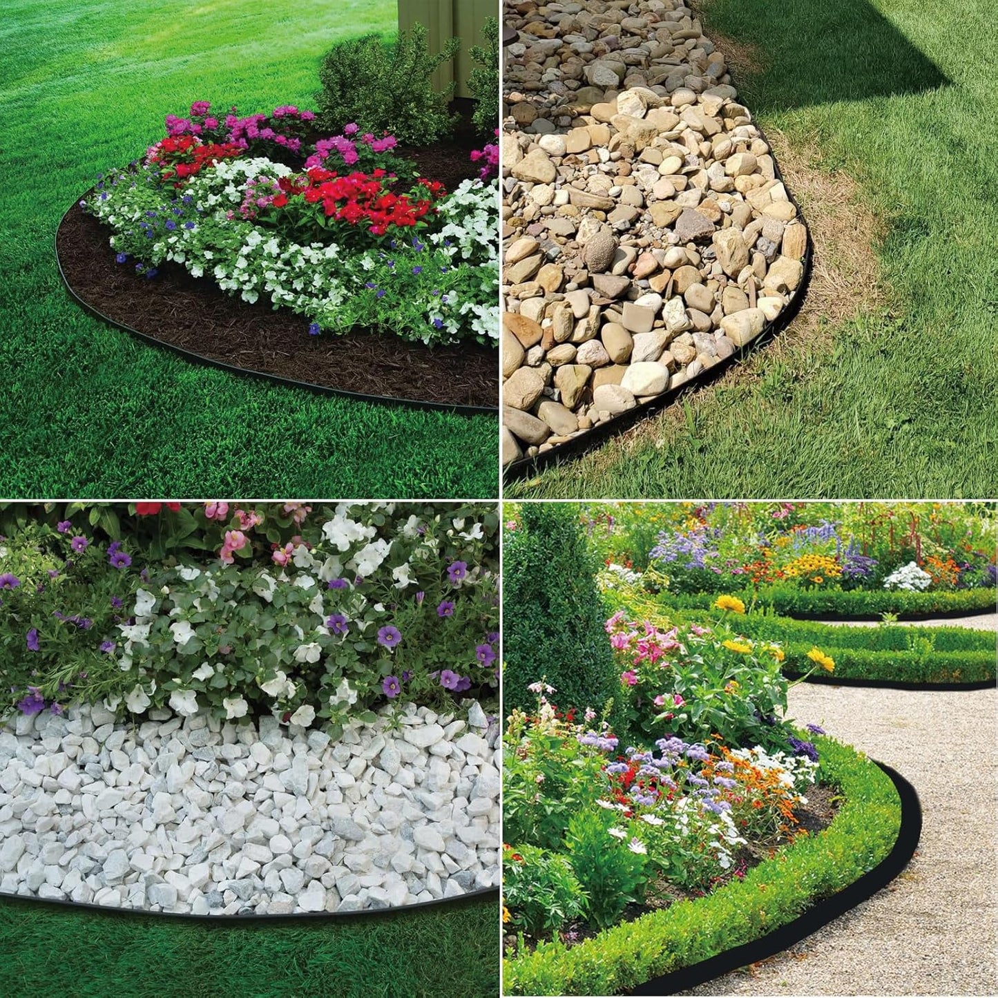 Landscape Edging 33FT, Garden Edging (4IN High) with 30pcs Spikes, Plastic Lawn Edging Flexible for