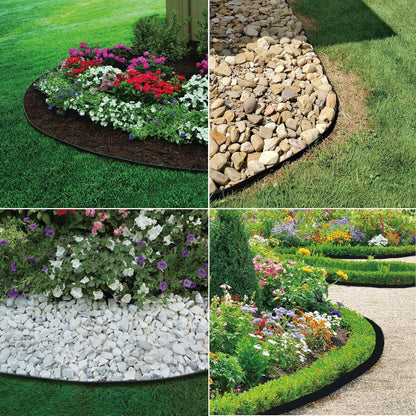 Landscape Edging 33FT, Garden Edging (4IN High) with 30pcs Spikes, Plastic Lawn Edging Flexible for