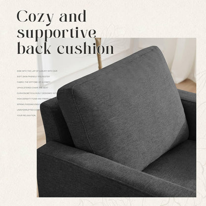 Mid-Century Accent Chair,Modern Linen Fabric Armchair for Living Room,Comfy Upholstered Reading