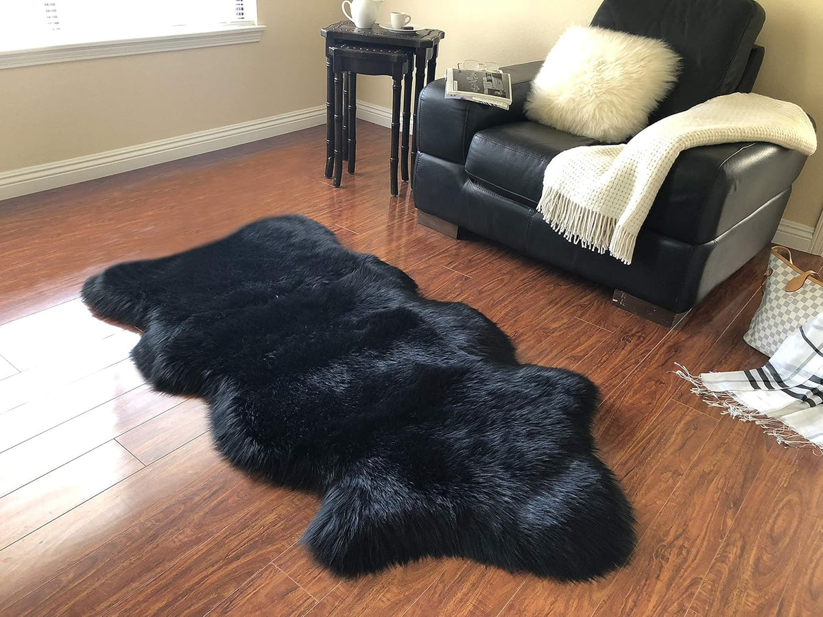 LAMBZY Faux Sheepskin Hypoallergenic Free Shape Silky Shag Rug, Luxury Shaggy Plush Carpet for