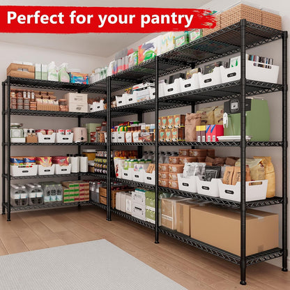 REIBII 5-Tier Heavy Duty Metal Wire Shelves, Industrial Style, 61.7"W x 72.4"H x 15.8"D, 1500 LBS