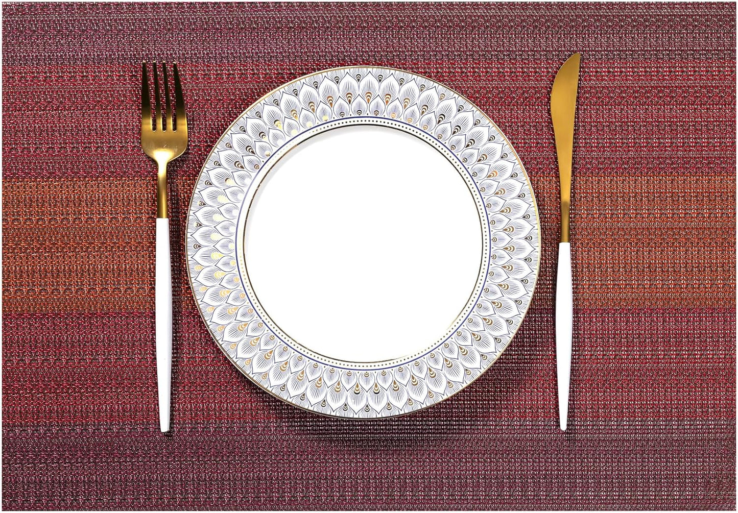 LEXMORE Placemats Set of 6 Vinyl/Plastic Woven Place Mats for Kitchen Table Indoor/Outdoor Washable
