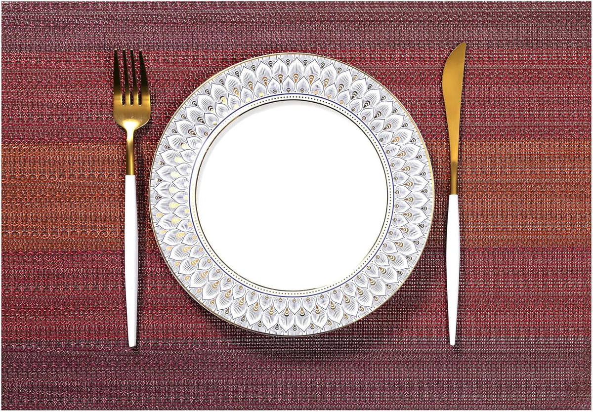 LEXMORE Placemats Set of 8 Vinyl/Plastic Woven Place Mats for Kitchen Table Indoor/Outdoor Washable