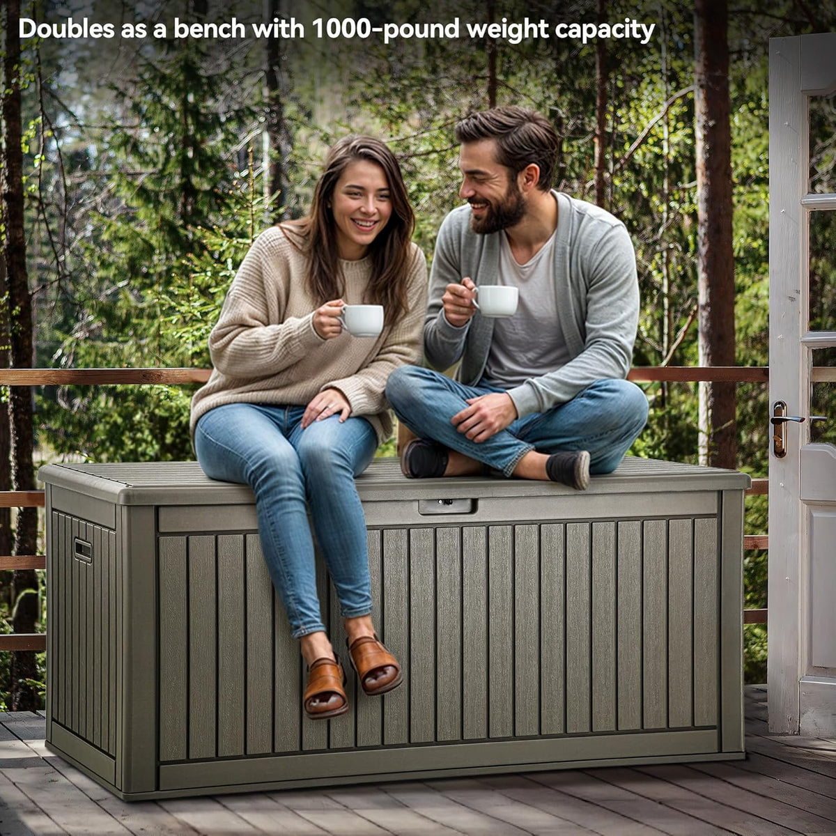 YITAHOME 260 Gallon Extra Large Deck Box, Double-Wall Resin Outdoor Storage Box with Flexible