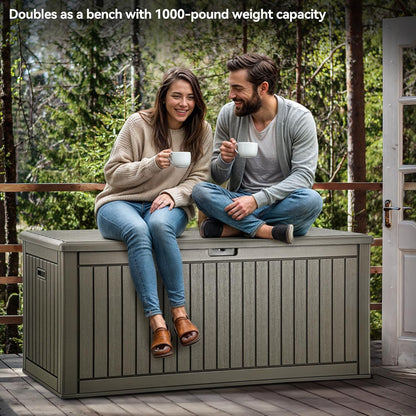YITAHOME 260 Gallon Extra Large Deck Box, Double-Wall Resin Outdoor Storage Box with Flexible