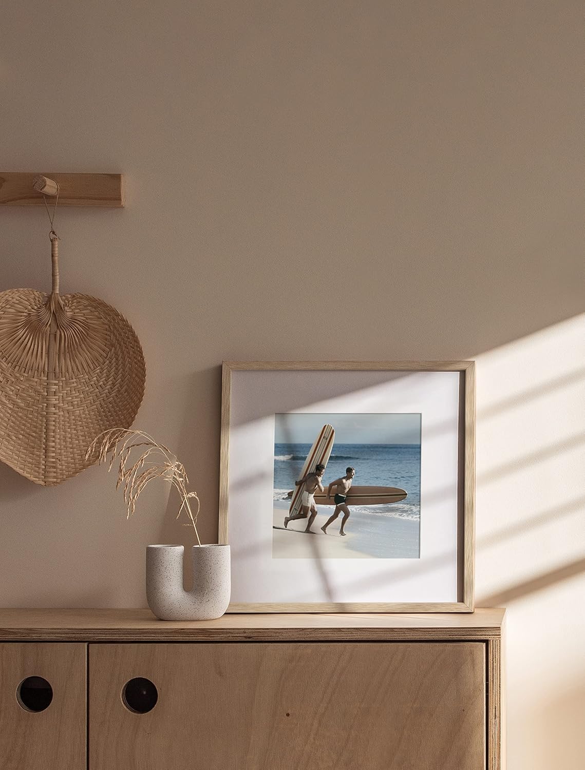 Haus and Hues Solid Oak 12”x12” Picture Frame Matted to 8”x8” - 12x12 Wood Frame, 12x12 Frame with