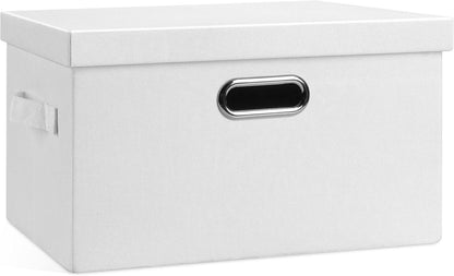 Medium 15" 21 Quart Collapsible Stackable Storage Bins with Lids, 1 Pack White Foldable Fabric