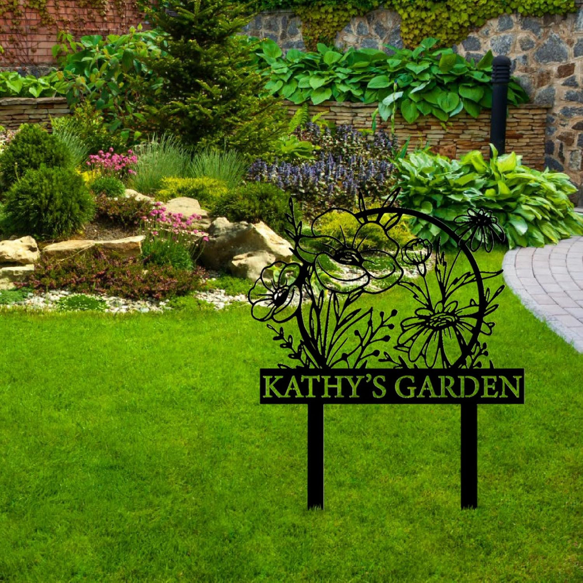 Personalized Metal Garden Sign with Stake, Custom Garden Decor for Outdoor, Custom Family Name