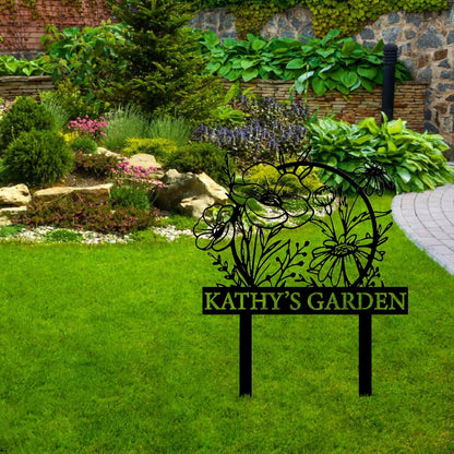 Personalized Metal Garden Sign with Stake, Custom Garden Decor for Outdoor, Custom Family Name
