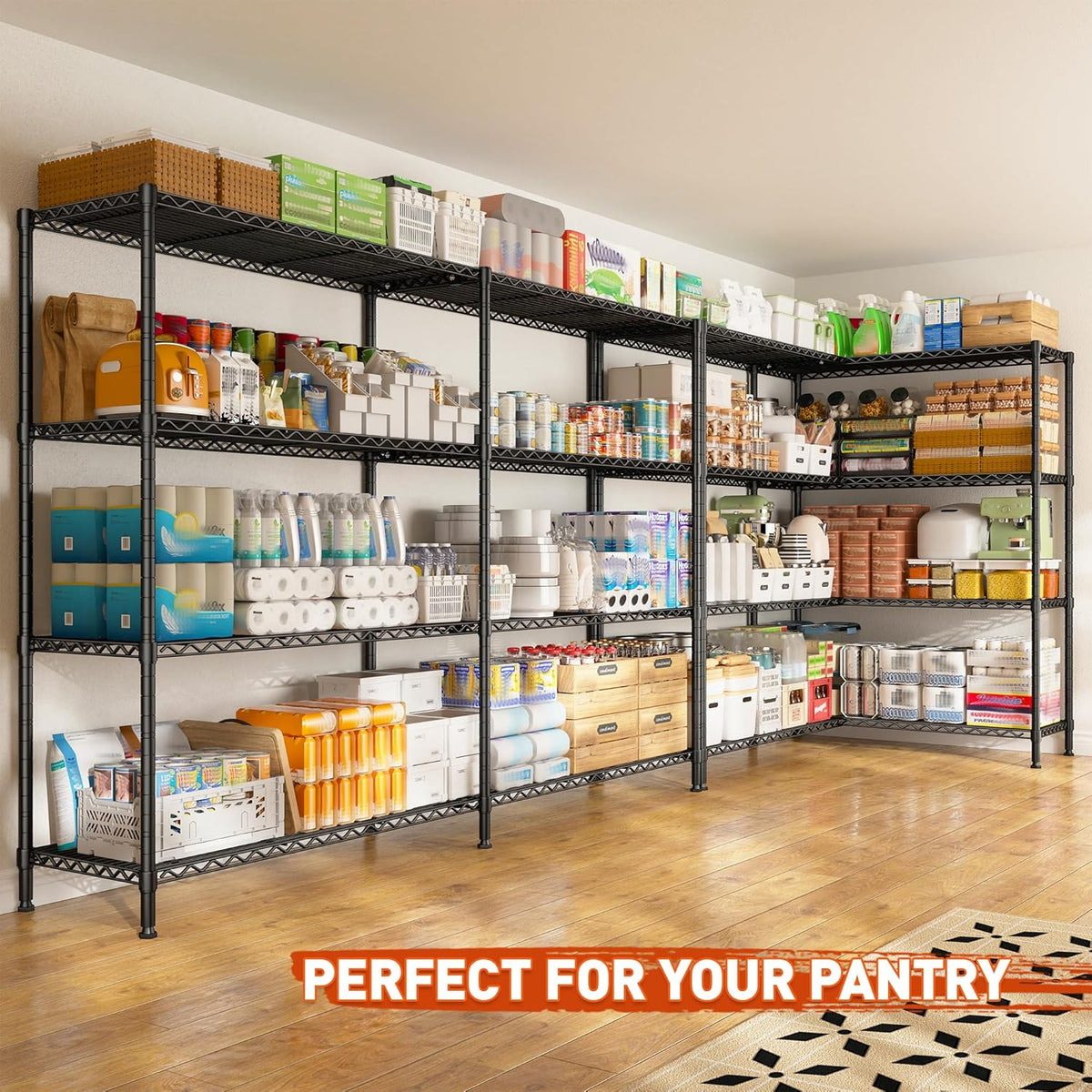 REIBII 70"W Metal Shelving, Storage Shelves 4-tier Wire Shelving Unit Load 1240LBS Metal Shelves