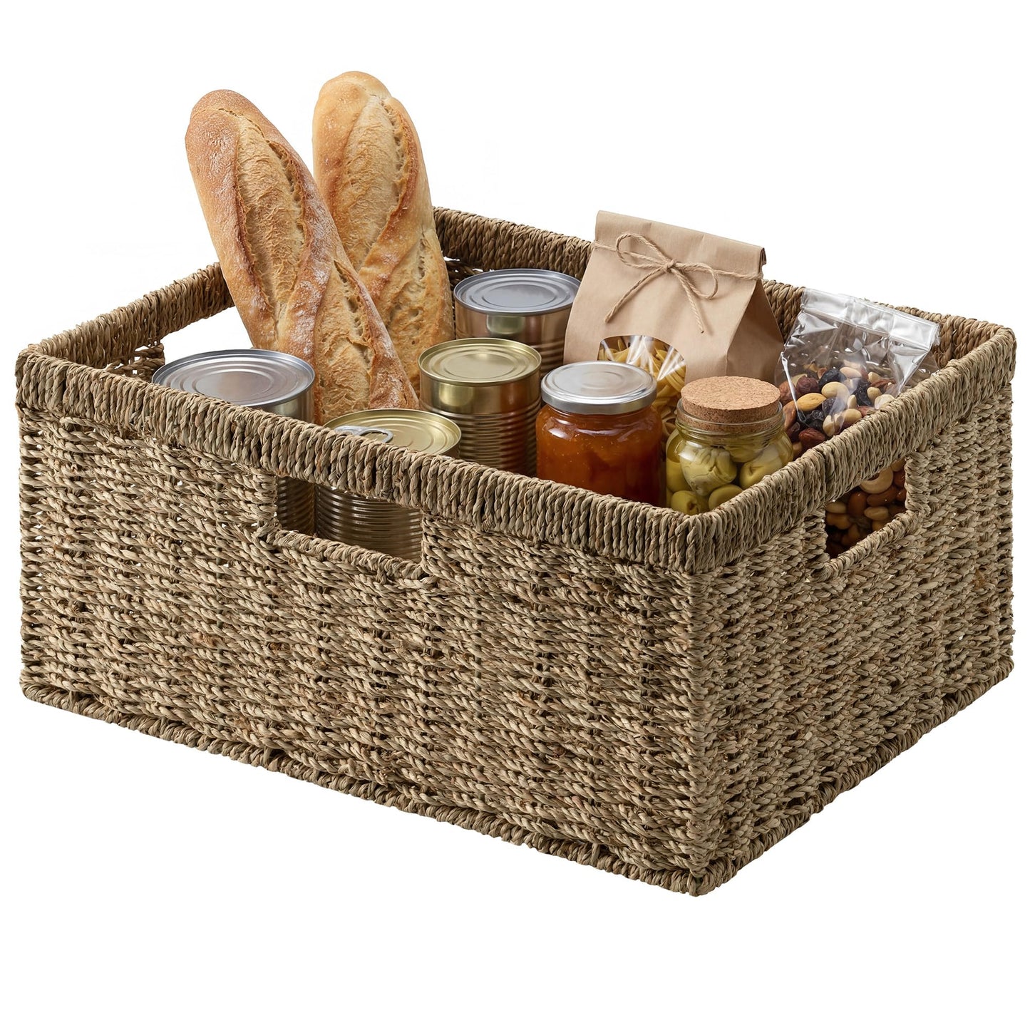 StorageWorks Extra Large Wicker Basket, Seagrass Storage Basket, 1-Pack