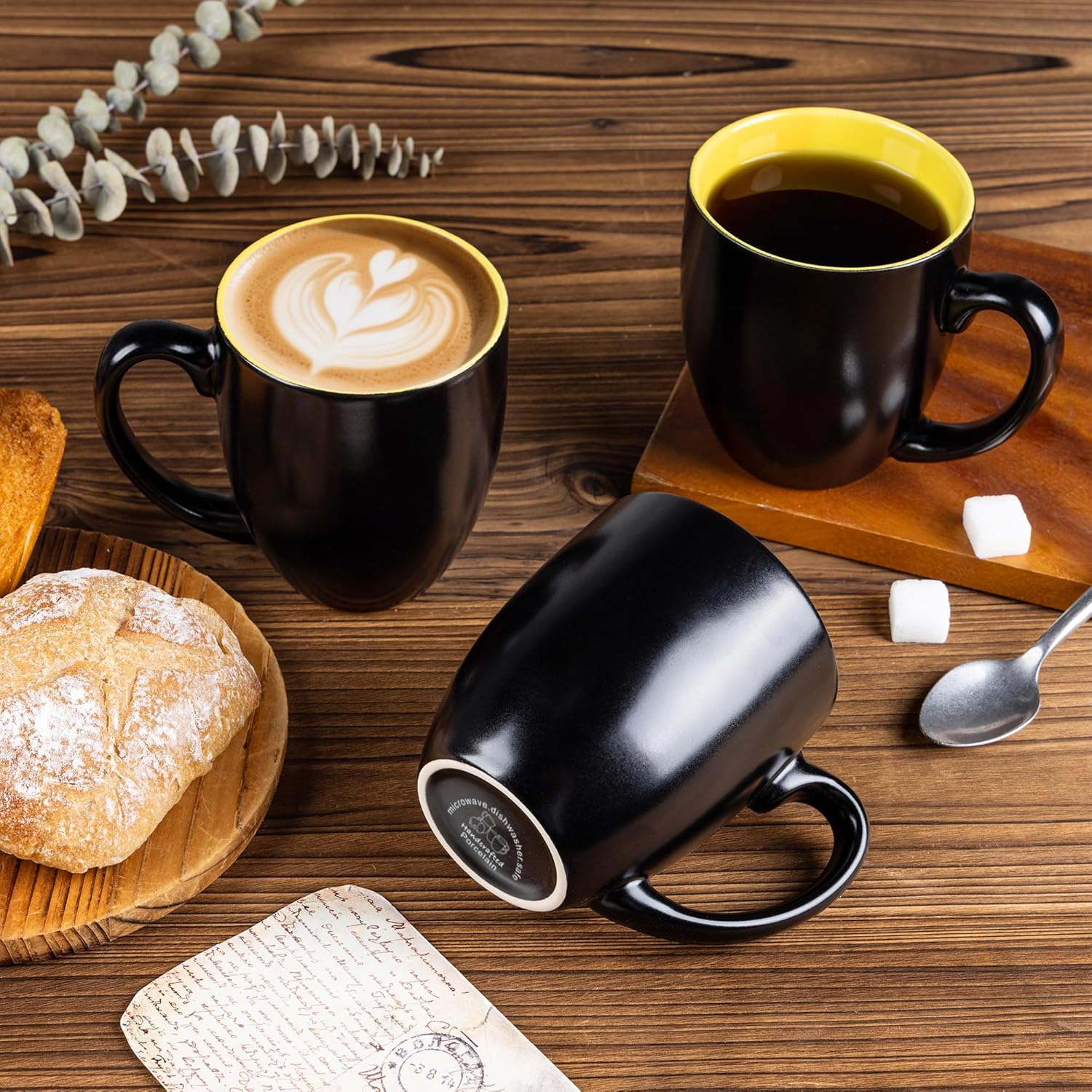 GBHOME 16oz Coffee Mugs Set of 6, Large Ceramic Coffee Mugs for Man, Woman, Dad, Mom, Modern Coffee