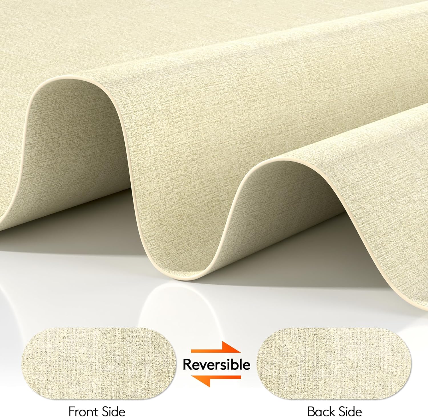 DOLOPL Large Placemats Set of 6, Oval Reversible Wipeable & Non-Slip Place Mats, Modern Faux