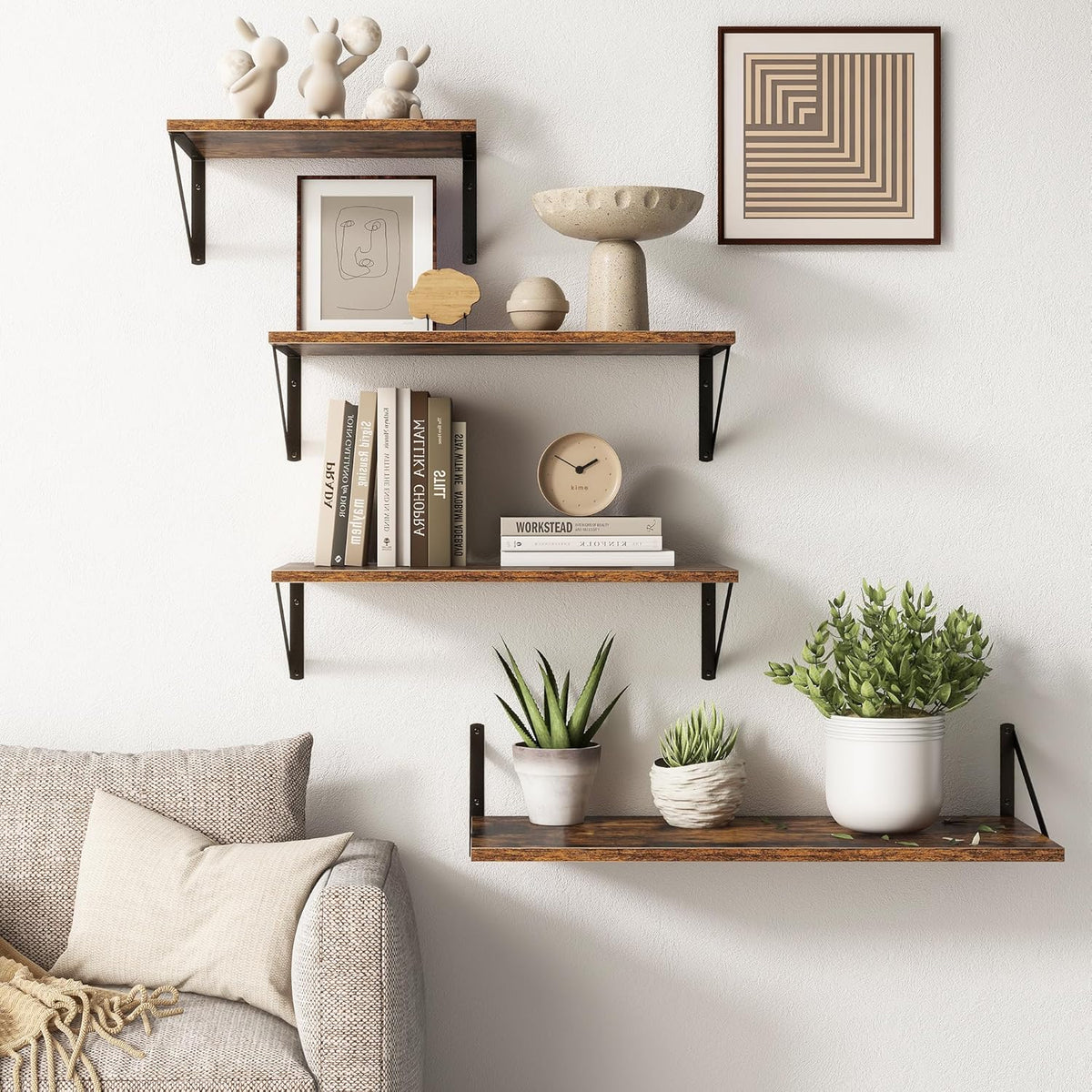 10 Inch Deep Floating Shelves, Floating Shelf 16 Inch Long, 16"W x 10"D Wall Shelves Set of 2, Deep