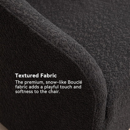 KINWELL 32" Wide Modern Boucle Swivel Barrel Chair, No Assembly Round Upholstered Swivel Accent