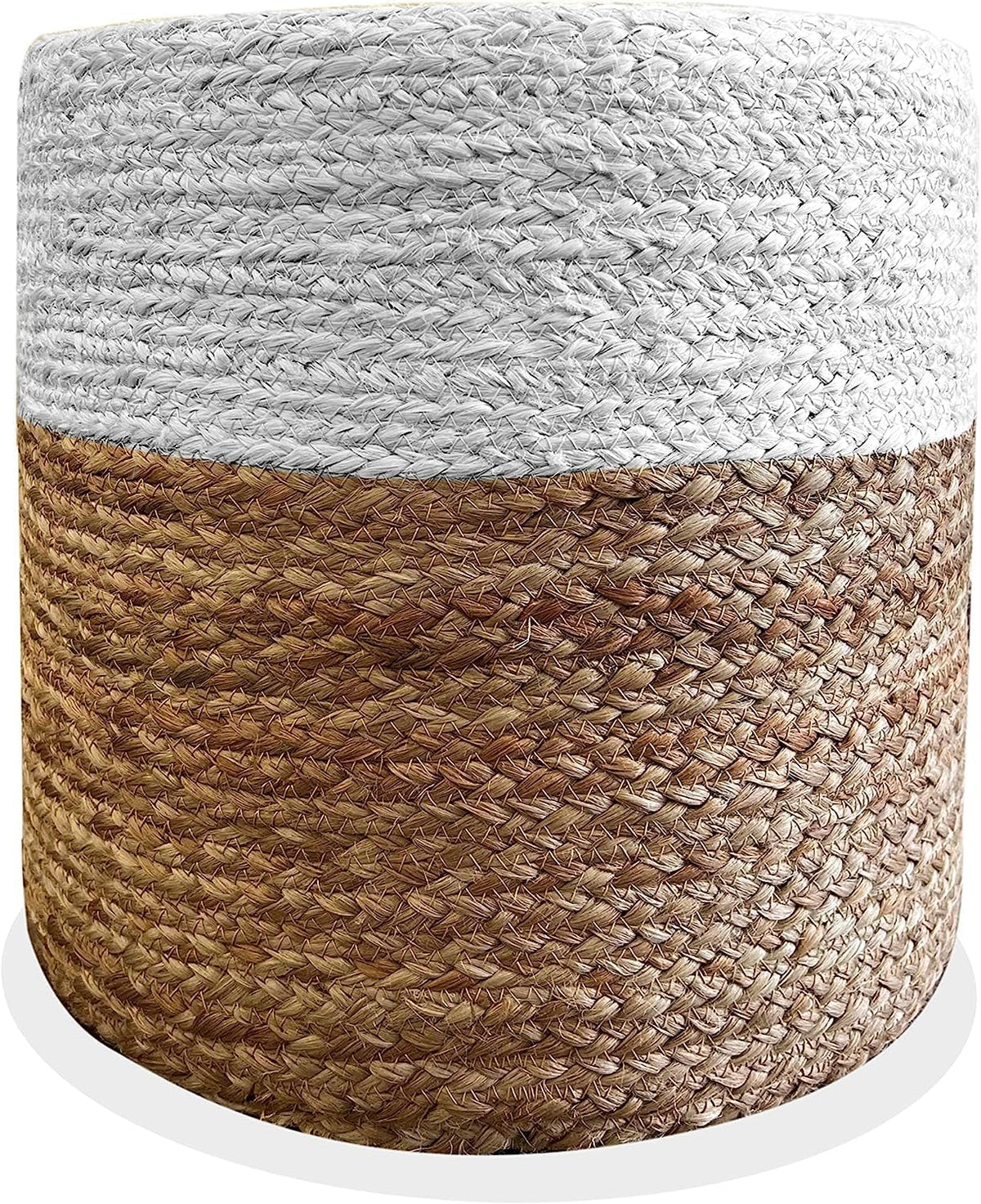 Jute Pouf Ottoman | Footrest Pouf | Hand Braided - Round Boho Pouffe - for Living Room, Bedroom