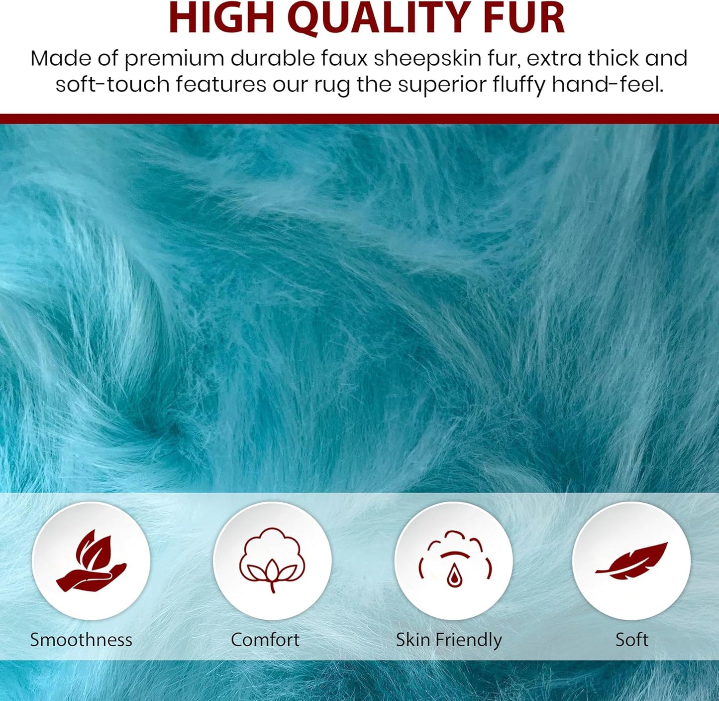 LAMBZY Faux Sheepskin Super Soft Hypoallergenic Free Shape Silky Shag Rug, Luxury Shaggy Plush