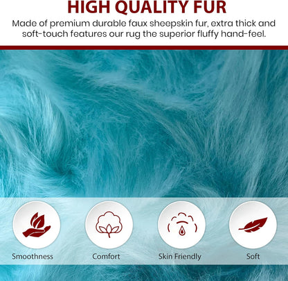 LAMBZY Faux Sheepskin Super Soft Hypoallergenic Free Shape Silky Shag Rug, Luxury Shaggy Plush