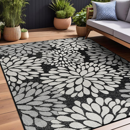 Beverly Rug Outdoor Rug 10x14 Modern Exotic Tropical Leaf Area Rugs for Indoor and Outdoor Patio