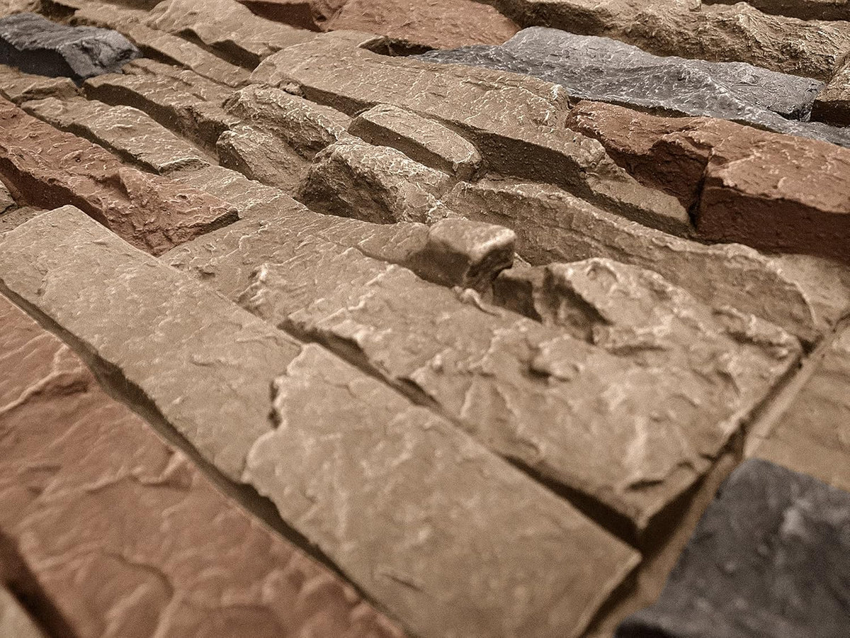 GenStone Faux Stacked Stone Panel 41" x 11.25" in Desert Sunrise Color for Do It Yourself Friendly