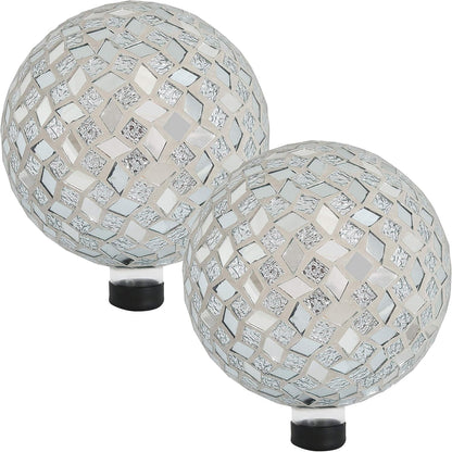 Sunnydaze 10-inch Gazing Ball for Garden - Crackled Glass Mosaic Gazing Globe for Outside