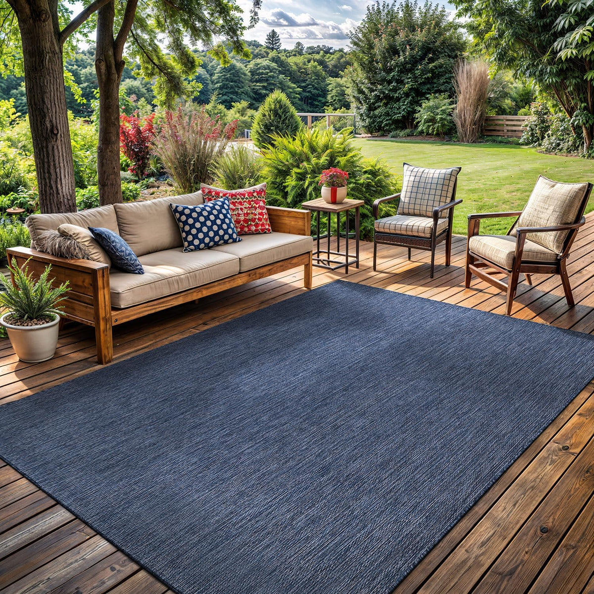 Washable Indoor Outdoor Rug 10x14 Weather Resistant Area Rugs Modern Solid for Porch Deck Balcony