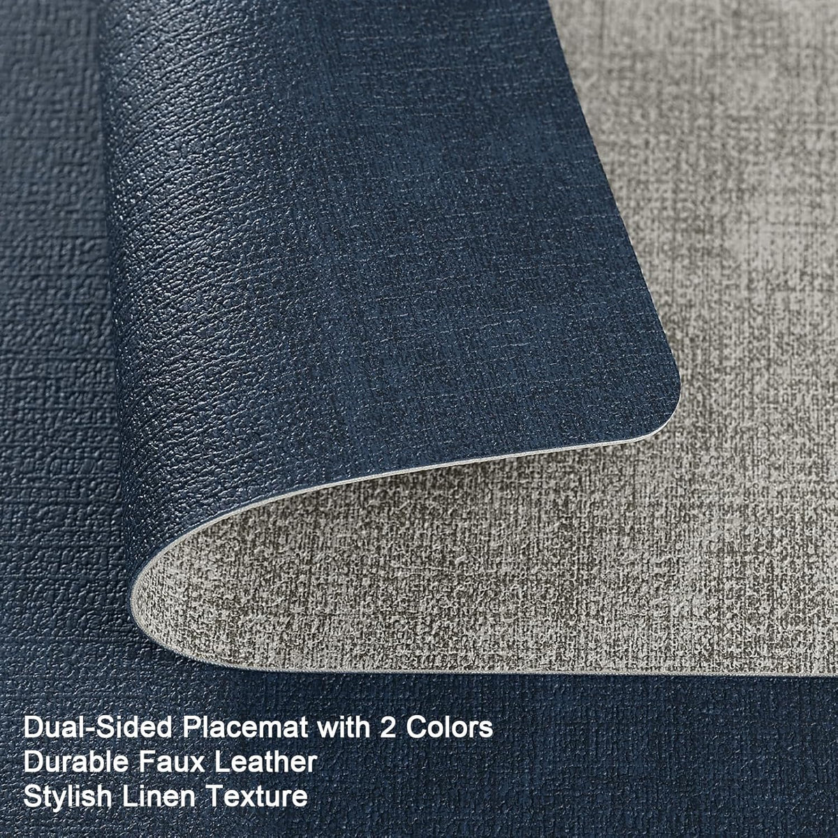 Myir JUN Placemats Dual Sided, Faux Leather Place Mats Indoor Set of 8 for Dining Table Non-Slip