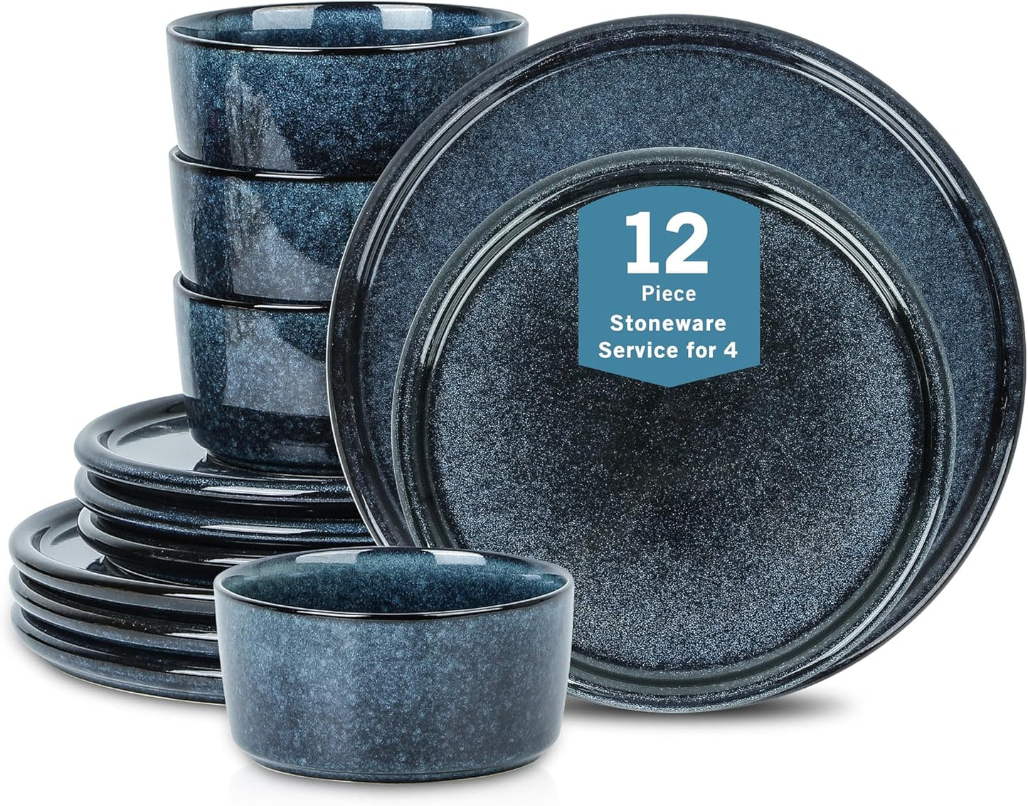 Stone Lain Eden 12-Piece Dinnerware Set Stoneware, Plates and Bowls Set, Dishwasher and Microwave