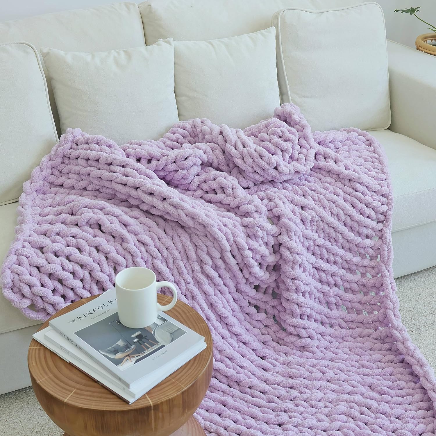Maetoow Chenille Chunky Knit Blanket Throw (60×80 Inch), Handmade Warm & Cozy Blanket Couch, Bed