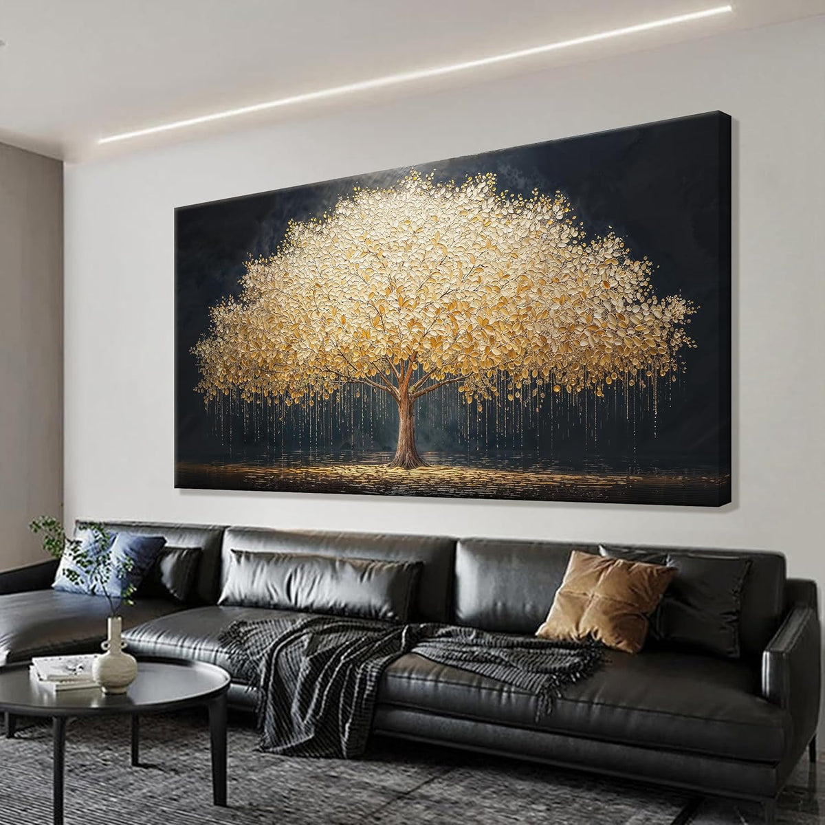 Tsomzxng Abstract Wall Art Gold Tree Of Life Artwork Canvas Art Wall Decor Painting Prints Gold