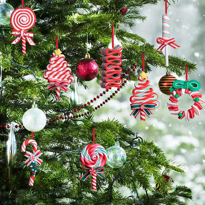 codree 8 PCS Christmas Hanging Lollipop Ornaments- Candy Ornaments for Christmas Tree- Candies