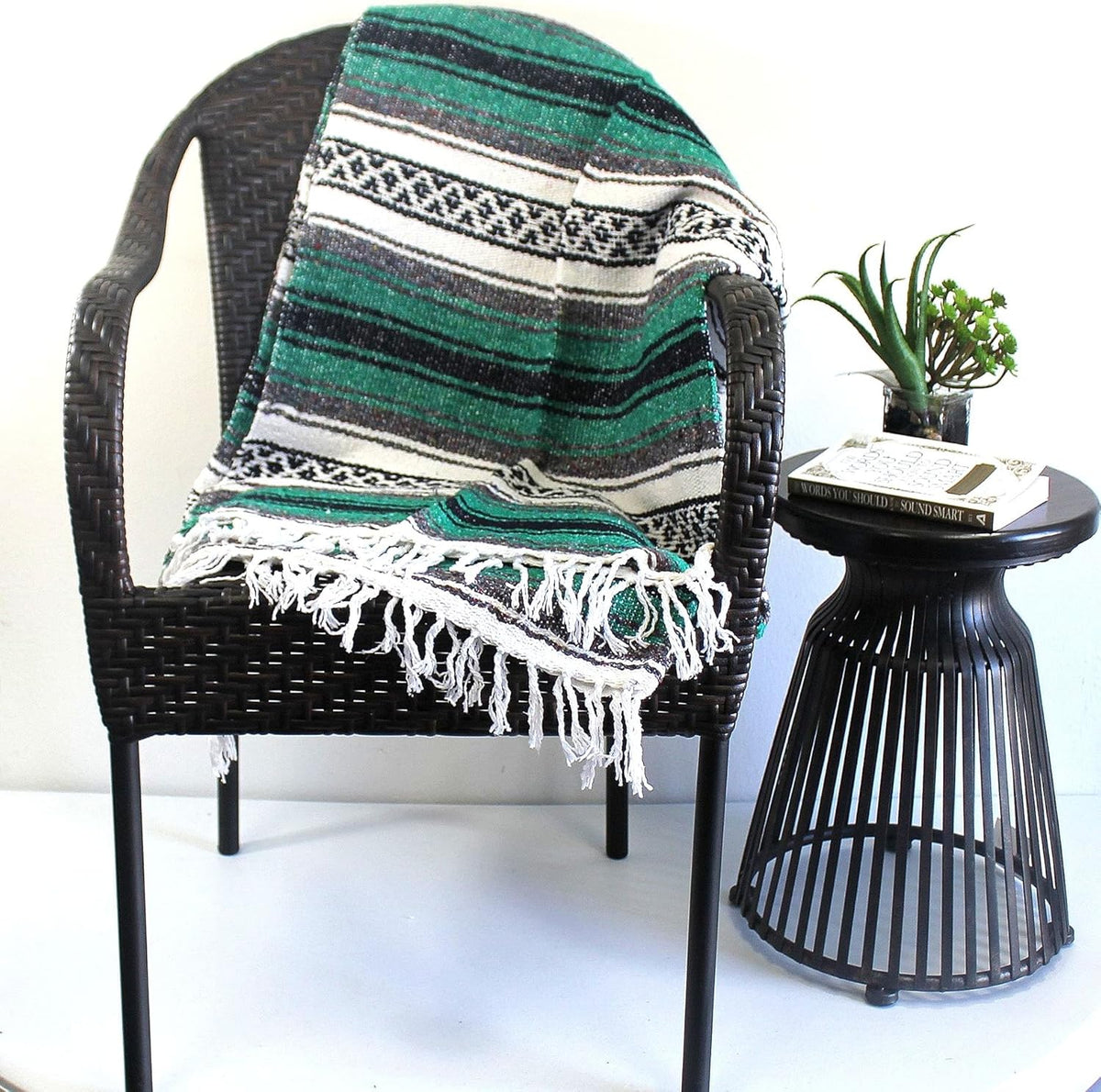 Del Mex Classic Mexican Blanket, Large Authentic Woven Falsa Throw (70"x50"), Artisan Southwest