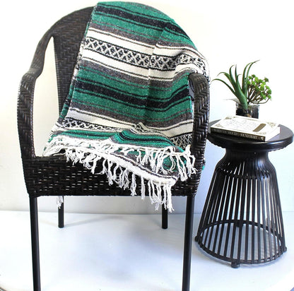 Del Mex Classic Mexican Blanket, Large Authentic Woven Falsa Throw (70"x50"), Artisan Southwest