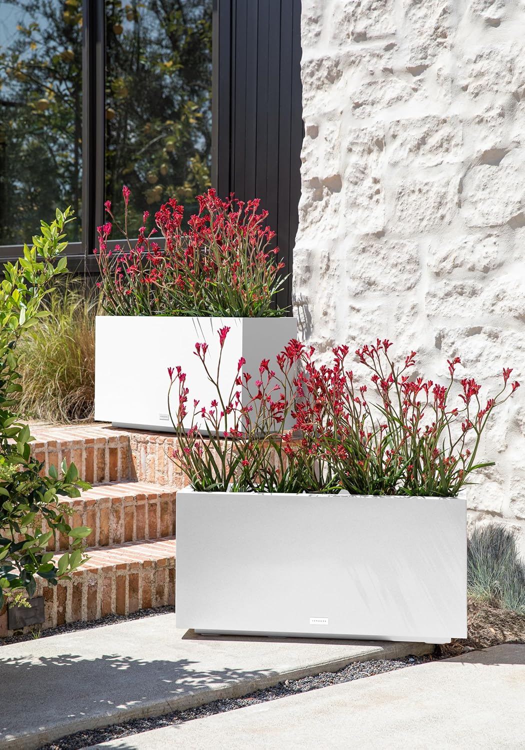 Veradek Block Series Long Box Planter - Large Rectangular Planter for Indoor or Outdoor Patio/Porch