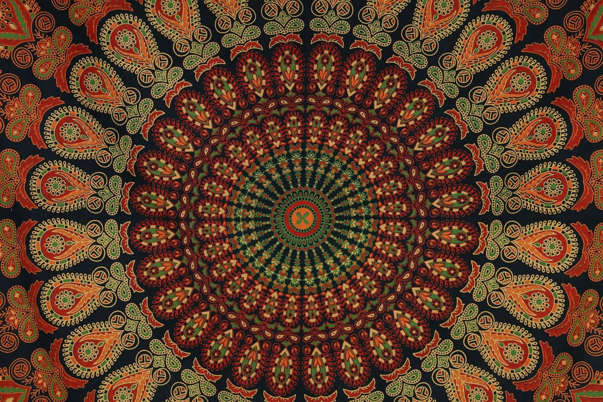 Bless International Handmade Indian hippie Bohemian Psychedelic Peacock Mandala Wall hanging