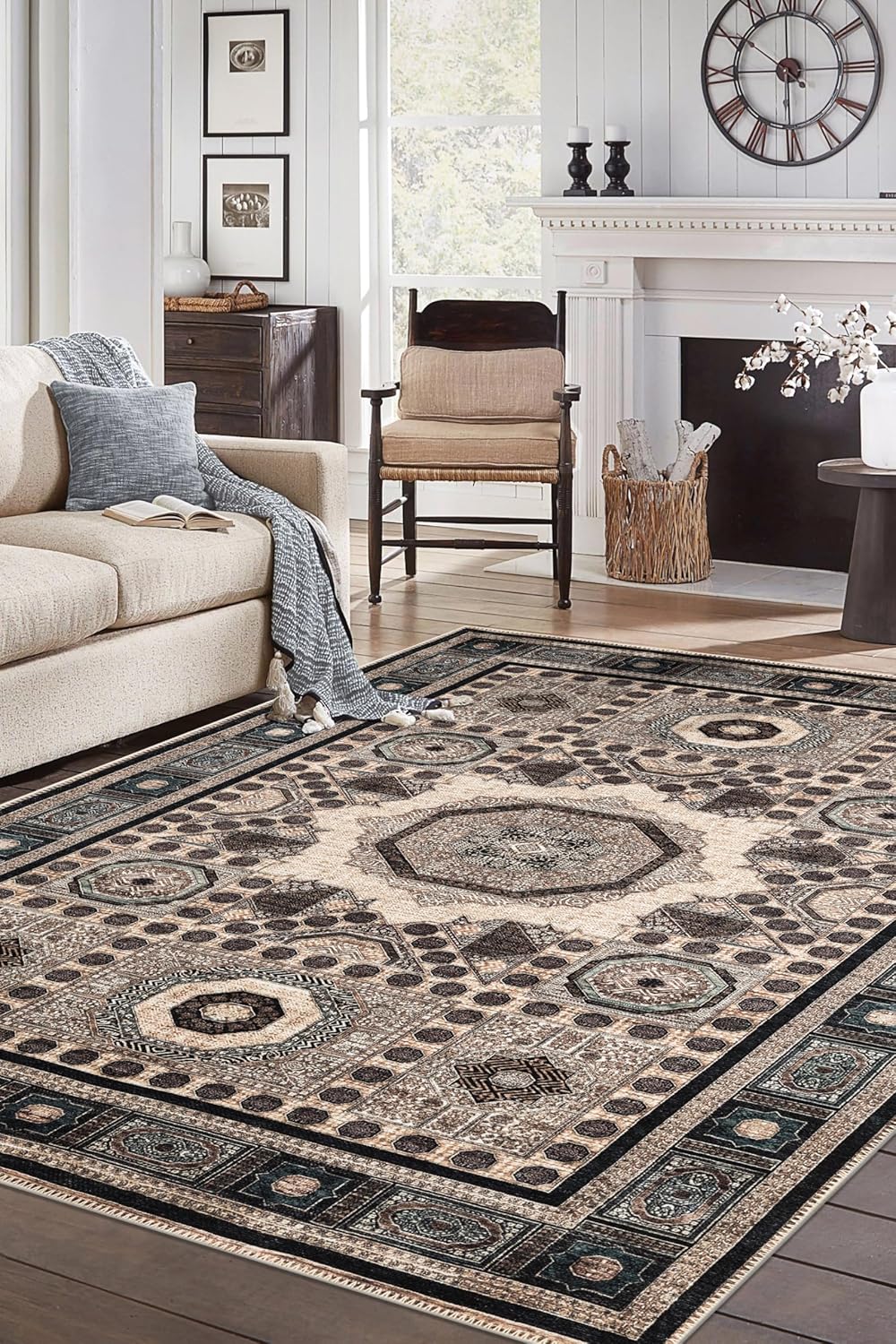 Keen Home Design 4x6 Rug - Machine Washable Area Rug with Non-Slip Backing, Ideal for Living Room