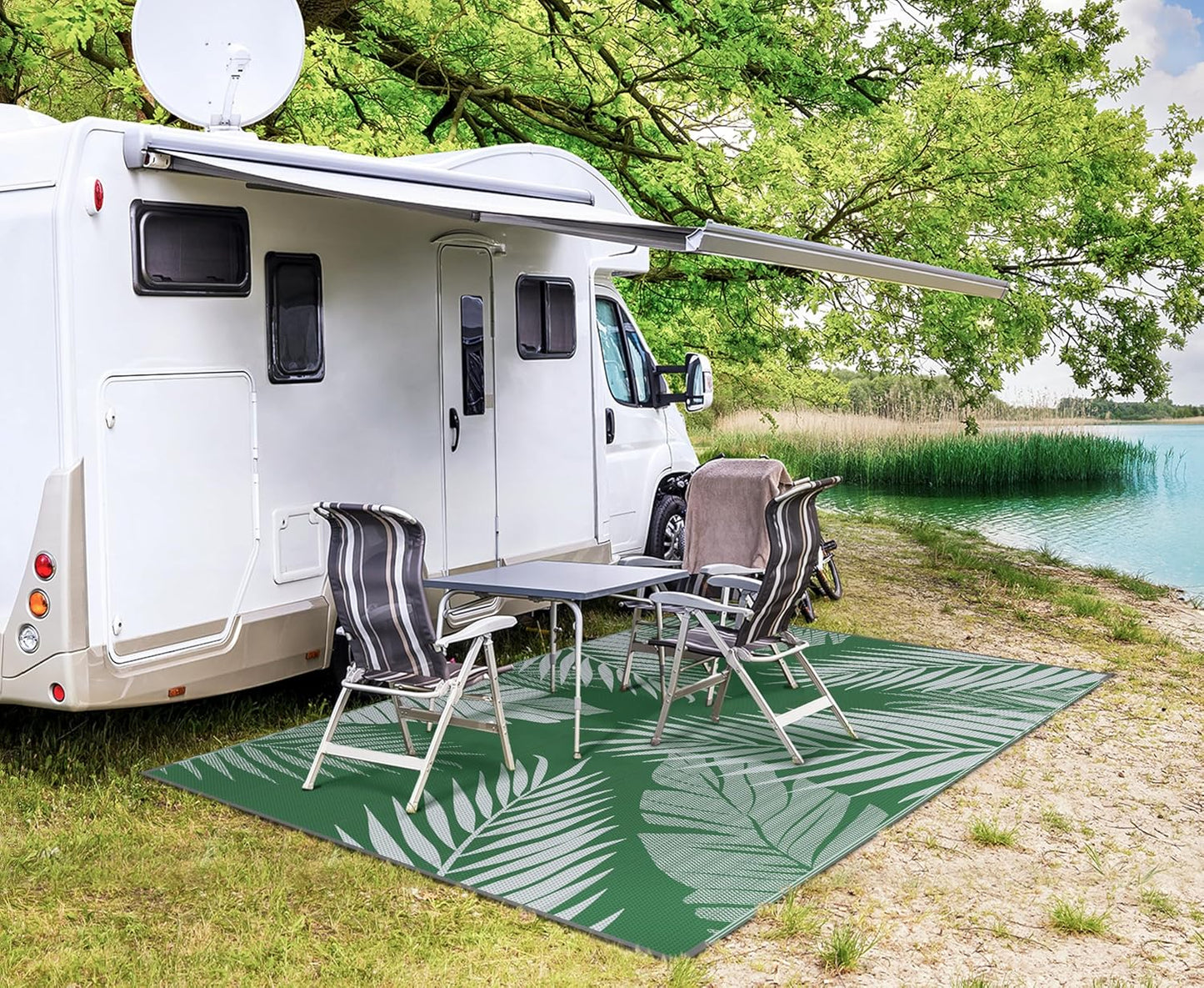 GENIMO Outdoor Rug 6' x 9' Waterproof for Patios Clearance, Reversible Plastic Straw Camping